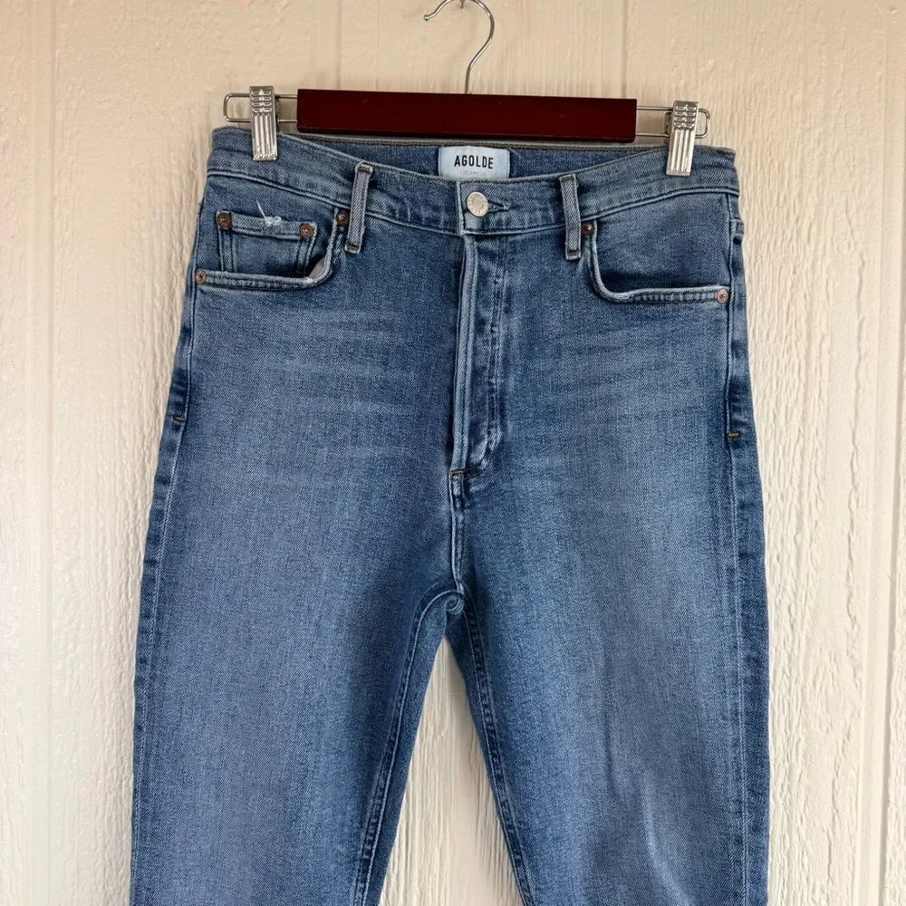 Agolde Nico High Rise Slim Shoreline Distressed Jeans size 28